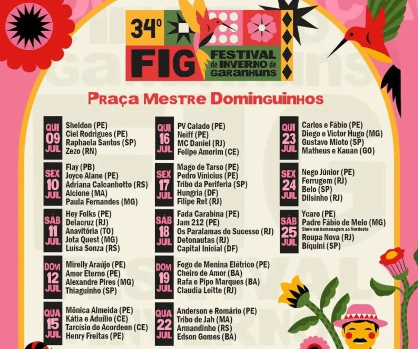 Festival de Inverno de Garanhuns 2026: datas, shows e programação