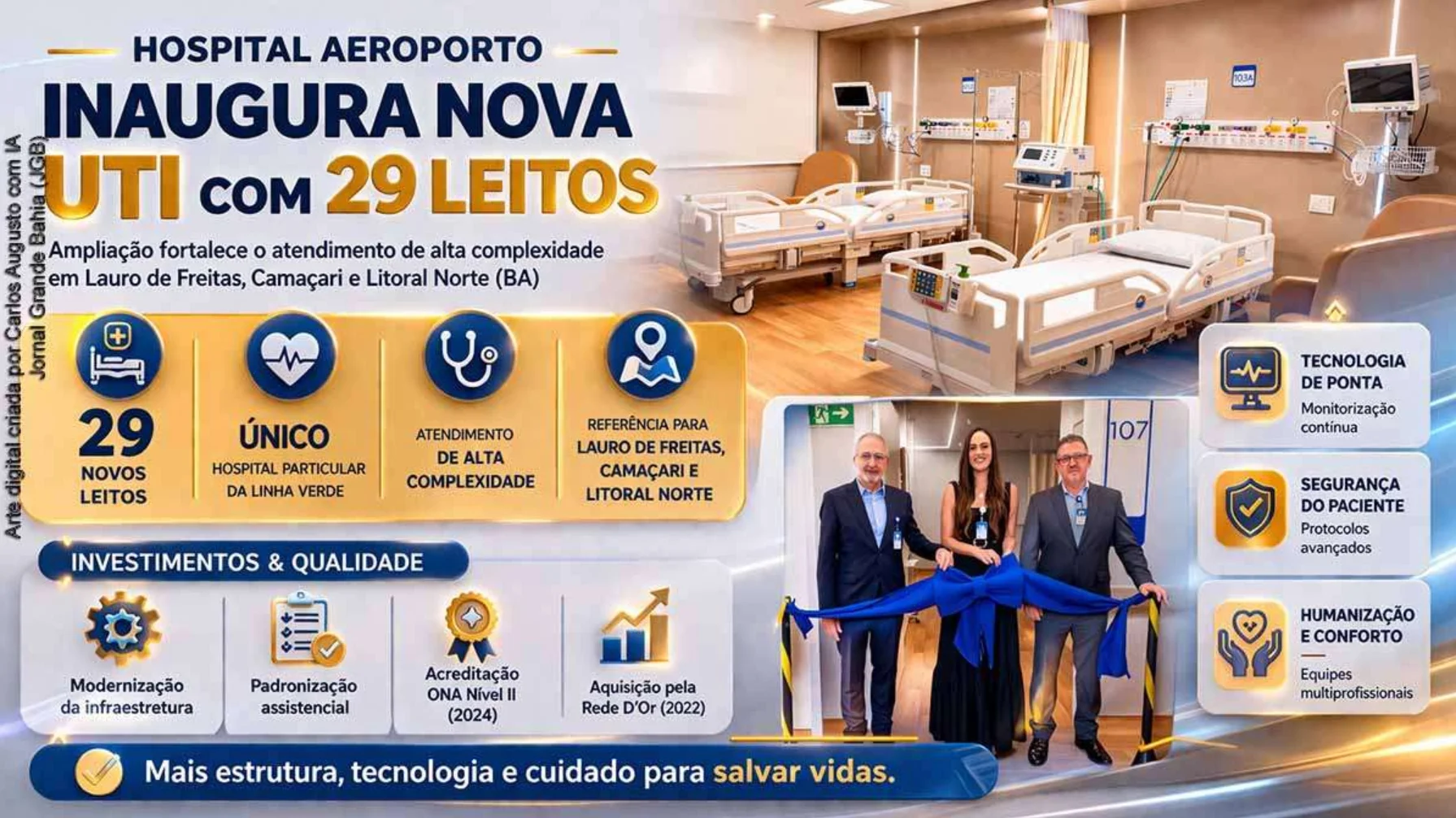 Hospital Aeroporto inaugura UTI com 29 leitos em Lauro de Freitas